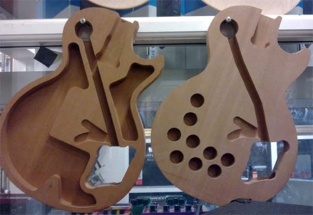 Guitars routed with chambers to make them lighter